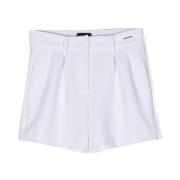 Hvide Plisserede Mini Shorts