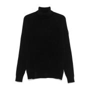 Sort Fløjl Turtleneck Sweater