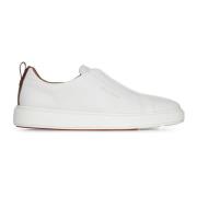 Hvide Slip-On Sneakers med Tan Detalje