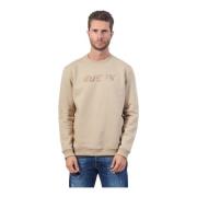 Beige Langærmet Bomulds Sweatshirt