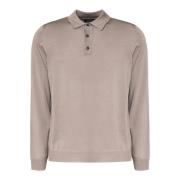 Strikket uld polo langærmet beige