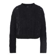 Sort Boar Sweater med Pailletbroderi