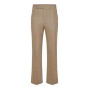 Beige Kort Flare Uldbukser