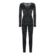 Grå Paisley Catsuit Overall Kjole