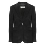 Sort Viskose Blazer Peak Revers Jakke