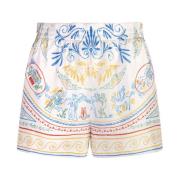 Multifarvede Silke Twill Printede Shorts