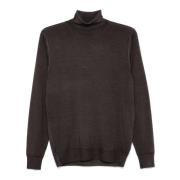 Brun Merinould Rullekrave Sweater