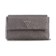 Strass Kæde Mini Pochette med Logo