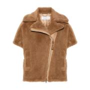 Brun Shearling Frakke Newmanto Stil