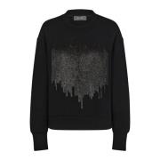 Sort Glam Sweatshirt med Pailletdetaljer