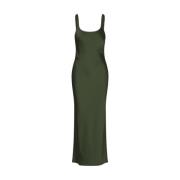 Satin Maxi Kjole med Sideslidse