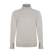 Lys Beige Højhalset Sweater