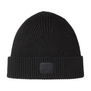 Sort Strikket Beanie med Logo