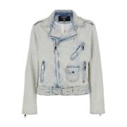 Denim Biker Jacket Clear Sky Blue