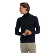 Blå Turtleneck Sweater i Ekstra Fin Uld