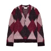 Argyle Baby Alpaca Cardigan i Bordeaux