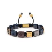 Men`s Ceramic Flatbead Bracelet in Black, Blue, Red and Gold