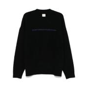 Sort Strikket Fleece Sweater