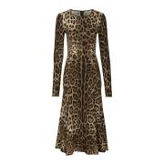 Leopard Print Calf-Length Cady Kjole