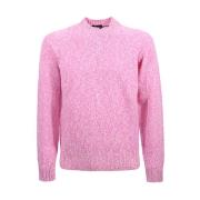 Fuchsia Uld Sweater, Crew Neck, Ribbet