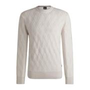 Hvid Flettet Crewneck Sweater