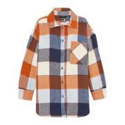 Orange Flannel Oversized Skjorte