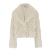 Faux Fur Revers Jakke Hvid