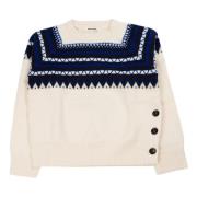 Blå/Ivory Fair Isle Merino Uld Jumper