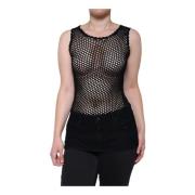 Sort Mesh Ærmeløs Tank Top