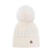 Hvid Pom-Pom Beanie Hat