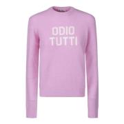 Uld Crew Neck Sweater med Frontskrift