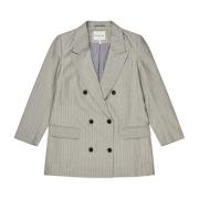 Elegant Stribet Blazer med Sten