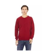 Rød Uld Crewneck Sweater med Metal Monogram