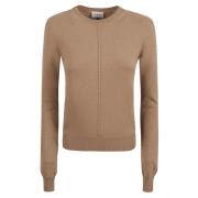 Brun sweater med rund hals detalje