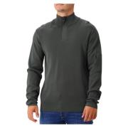 Grøn Strik Halv-Zip Crewneck Sweater