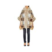 Beige Frynset Poncho Jakke Trendy Allround