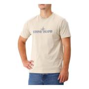 Beige Logo Tee Gips Bomuld Skjorte