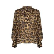 Leopard Print Strikbluse