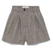 Nattøj Blå Beige Uld Shorts Herringbone