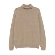 Rullekrave sweater i sandsten farve