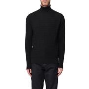 Uld turtleneck sweater med devoré bogstaver