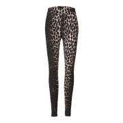 Leopard Fleece Leggings Mørkebrun