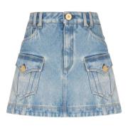 Blå A-line Denim Miniskirt