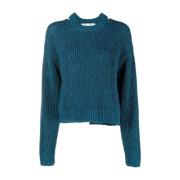 Blå Casual Cut Out Sweater