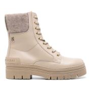 Beige Snørebånd Ankel Bootie