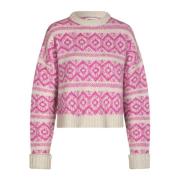 Neon Pink Jumper med Fint Mønster