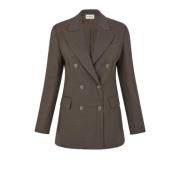 Brun Uld Blend Dobbelt-Breasted Blazer