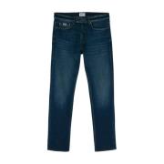 Klassisk Blå Straight Leg Denim Jeans