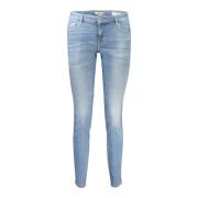 Blå Skinny Denim Jeans, Vasket Effekt