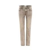 Beige Straight Leg Jeans